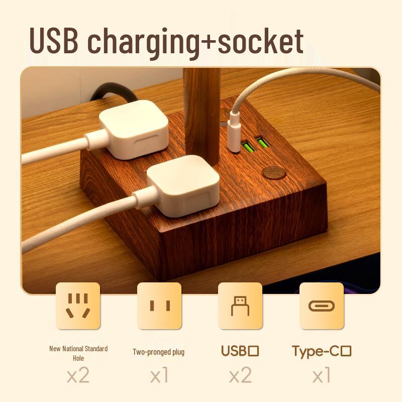Multipresa da Tavolo Retrò Cinese con USB-C Spina CN (adattatore incluso)