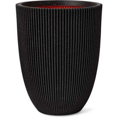 ELEGANT LOW VASE GROOVE NL - Plastic - Black - 34x46 Cm - CAPI EUROPE