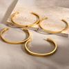 Women's Simple Smooth Stainless Steel Cuff Bracelets, 3/4/5/6mm Wide Open Bangles Gold Plated, Little Luxury Classic Jewelry
