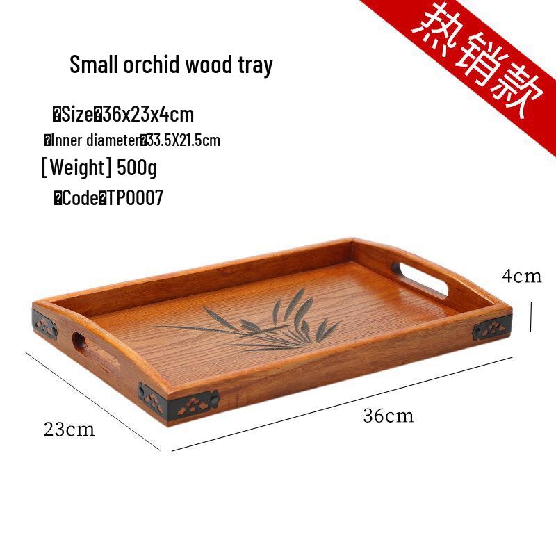 Handcrafted Japanese Orchid Rectangular Wooden Tea Tray with Custom Logo for Hotels and Restaurants