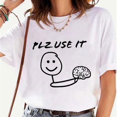  T-shirts graphiques amusants pour femmes Plz Use It Cerveau Tops T-shirts à manches courtes Harajuku Hip Hop Ulzzang T-shirts Vêtements féminins