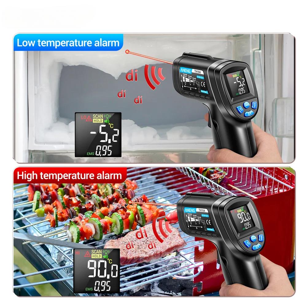 TH104 Infrared Handheld Temperature Gun -50~550℃ IR Laser Sensor Thermometer Thermal Imager VA Screen Meter Pyrometer Tool