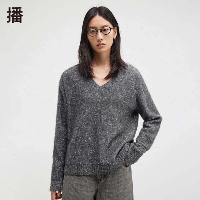 Broadcast Relaxed V-Neck Long-Sleeve Knit Sweater