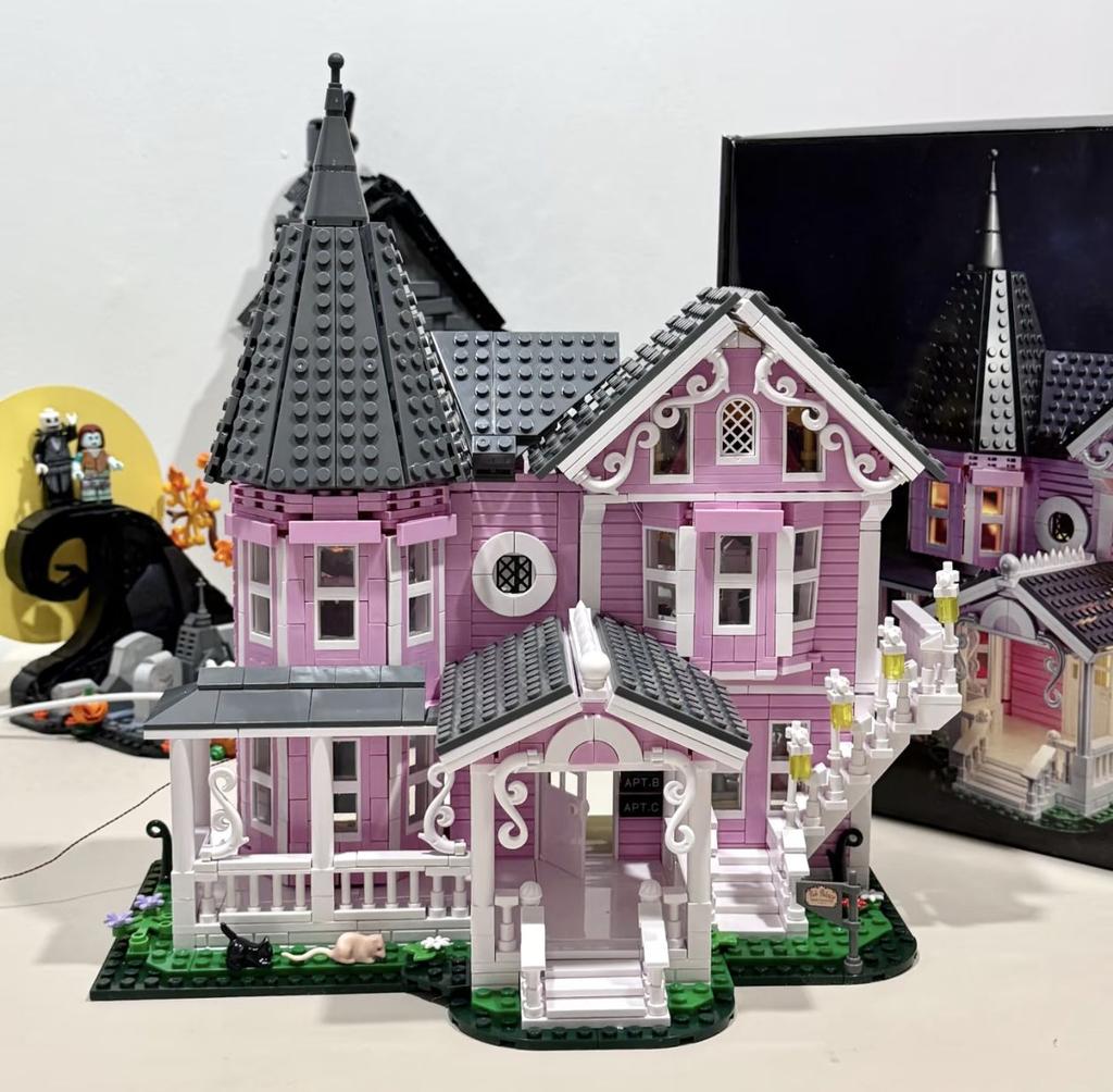 Limited-Time Offer Ghost Mother Figurine Pink Palace Building Block Puzzle Toy - Special Birthday Gift for Girls
