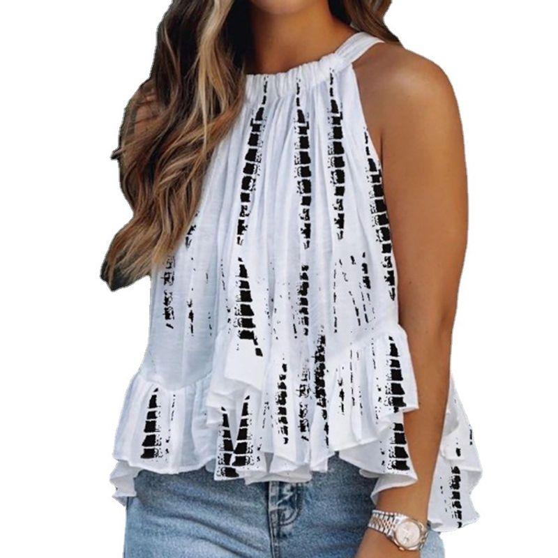 Sexy One-Shoulder Shirt Woman Loose round Neck Sexy off-Shoulder Sleeveless Shirt Tops