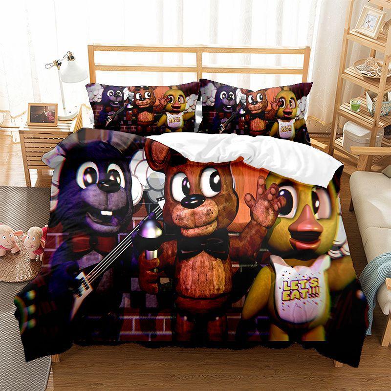 3D Teddy Bear Series Bedding Set Cartoon Anime Down Duvet and Pillowcase, Microfiber Fabric Washable and Quick Drying Home Decoration