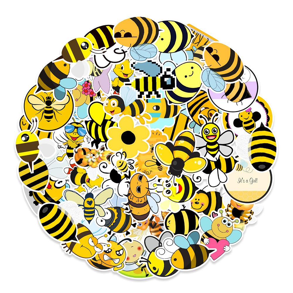 50 Cute Bee Doodle Stickers Suitcase Skateboard Mobile Phone Water Cup Decoration Stickers Creativity