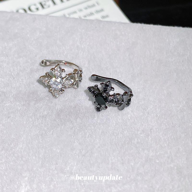 Super flash zircon cross flower ear clips for women without ear piercings, exquisite cold wind ear bone clips, niche design earrings