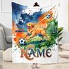 Christmas Football Celebration Personalized Name Blanket Throw Customizable Blanket Comfortable for Office Chair Bedding Sofa Office
