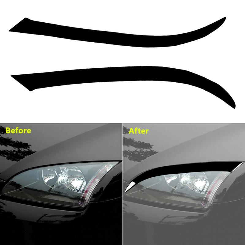 2pcs Car Front Headlight Eyelid Eyebrow Trim Piano Black Head Lamp Decorative Cover Sticker For Ford Focus 2005 2006 2007 2008