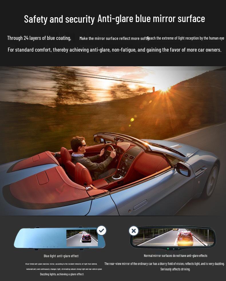 4.5-Inch WiFi Rearview Mirror Dash Cam, HD 1080P, Dual Front and Rear Recording