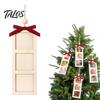 Xmas Hanging Decoration for Home Christmas Wooden Photo Frame Ornament, DIY Picture Holder with Craft Ornament Party Ribbon Bow, Holiday Tree