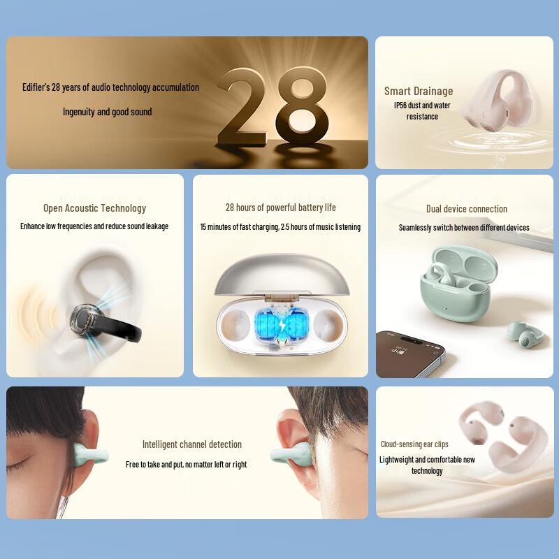 Edifier Comfo Clip Open-Ear True Wireless Earbuds