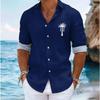 Camicie da uomo a maniche lunghe con stampa di palme, cardigan casual, nuovi bottoni, camicie moda per le vacanze
