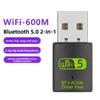 USB2.0 Bluetooth 5.0 2 In1 Dongle Bluetooth Wireless Network Card Wifi Network Adapter  PC/Laptop