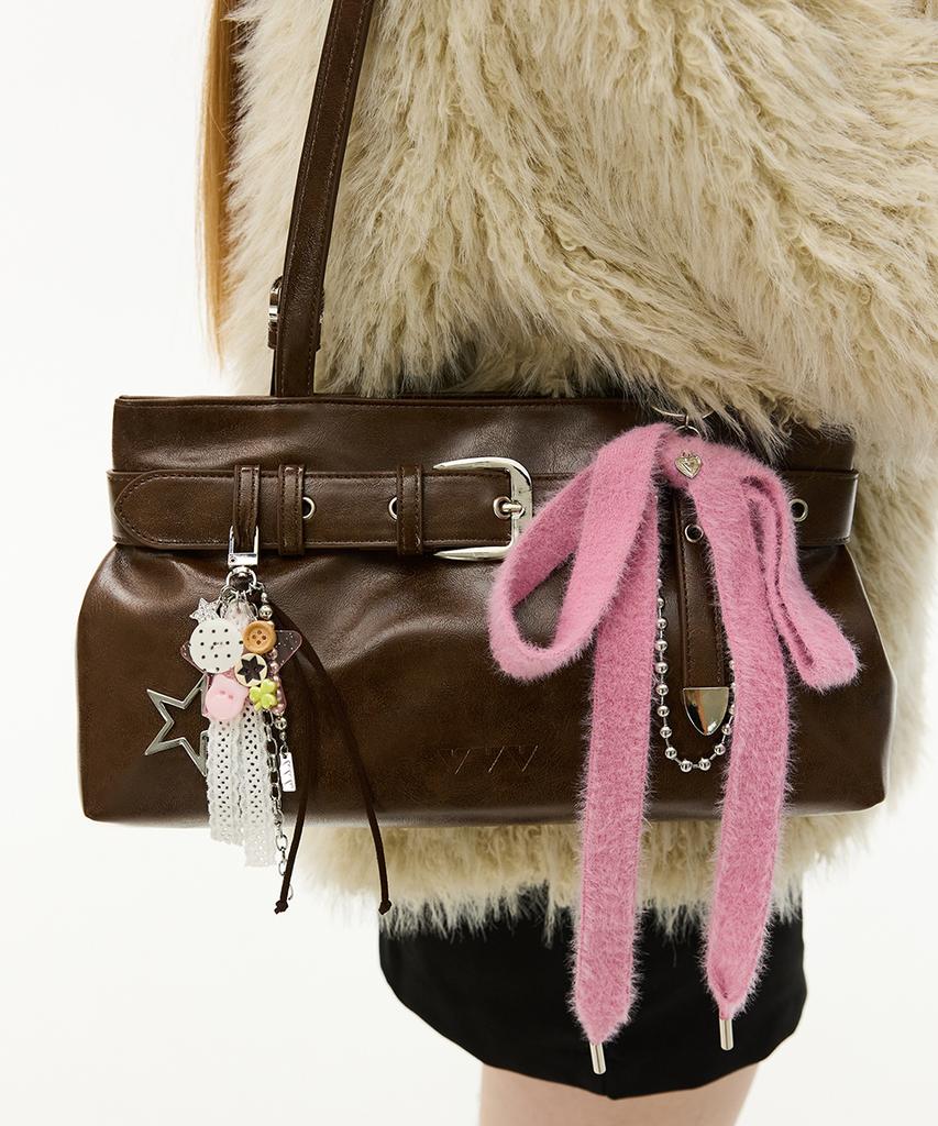 Vvv Buckle Strap Tote Shoulder Bag _ Brown