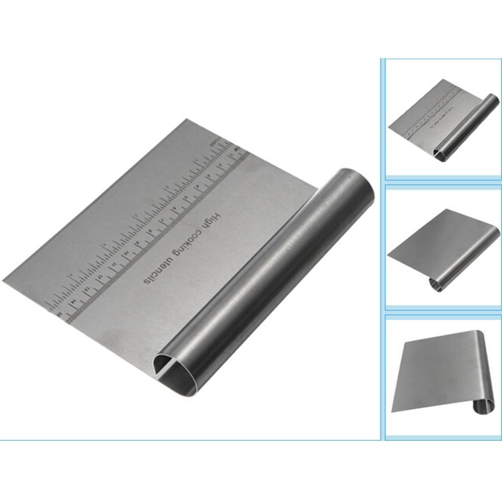 Stainless Steel Pizza Dough Scraper Cutter Flour Pastry Cake Slicer Tool Scale KTY