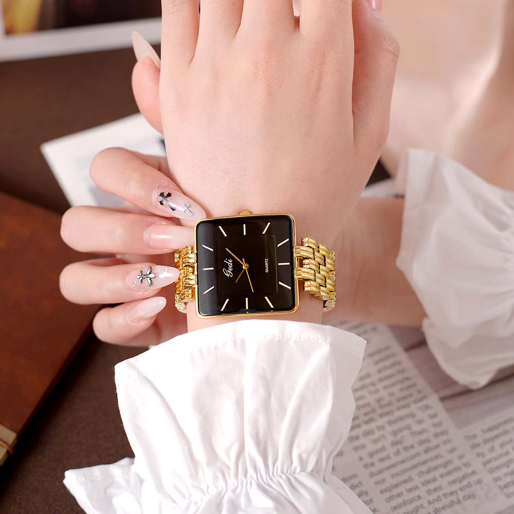 GEDI Simple Square Couple Models Watch Niche Premium Sense of Women's Ultra-thin High Value Quartz Watch Gift for Women and Man