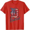 Nate Willis Detroit American Flag Old English D T-Shirt - Men's Black Small Modern Classic Letter Print Short Sleeve T-Shirt