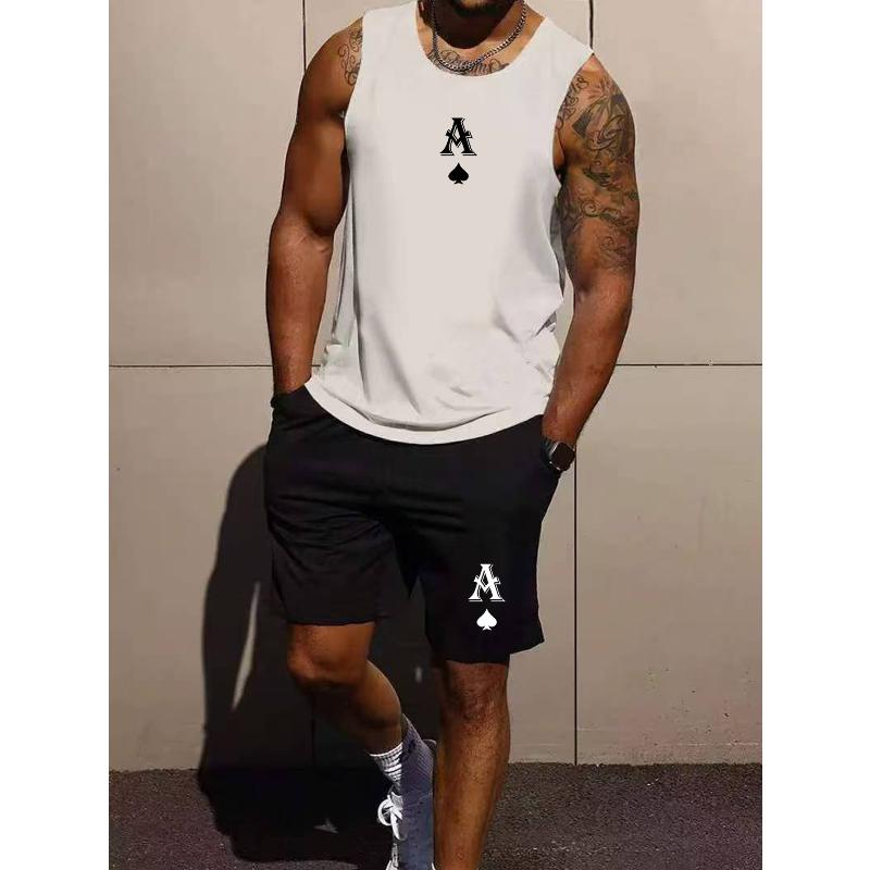 Мужской топ-майка и шорты с много карманов Спортивный повседневный комплект S
