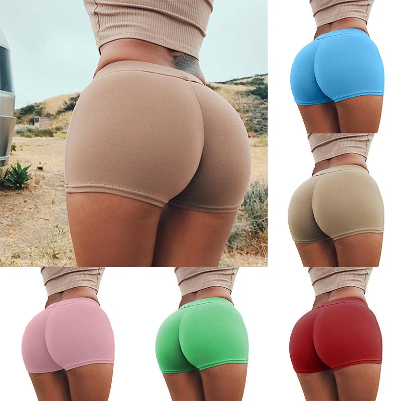 Damen Skinny Slim Jogginghose Sommerhose Trainingsshorts Fitnessstudio Sporthose Yoga Einfarbig Bequem