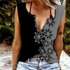 Women Tanks Sexy V Neck Sleeveless Summer Tops Vest 3D Graffiti Flowers Print Cool Lightweight Tops