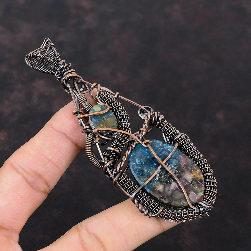 Watermelon Tourmaline Pendant Copper Wire Wrapped Pendant Dainty Gemstone Pendant Copper Jewelry For Gift Handmade Pendant Wire Wrap Jewelry