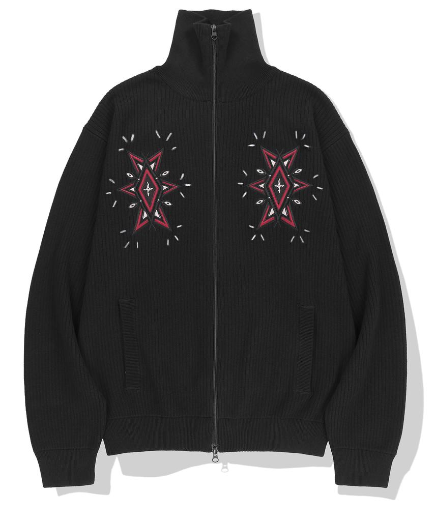 Not4Nerd Angel Argyle Knit Track Jacket - Black