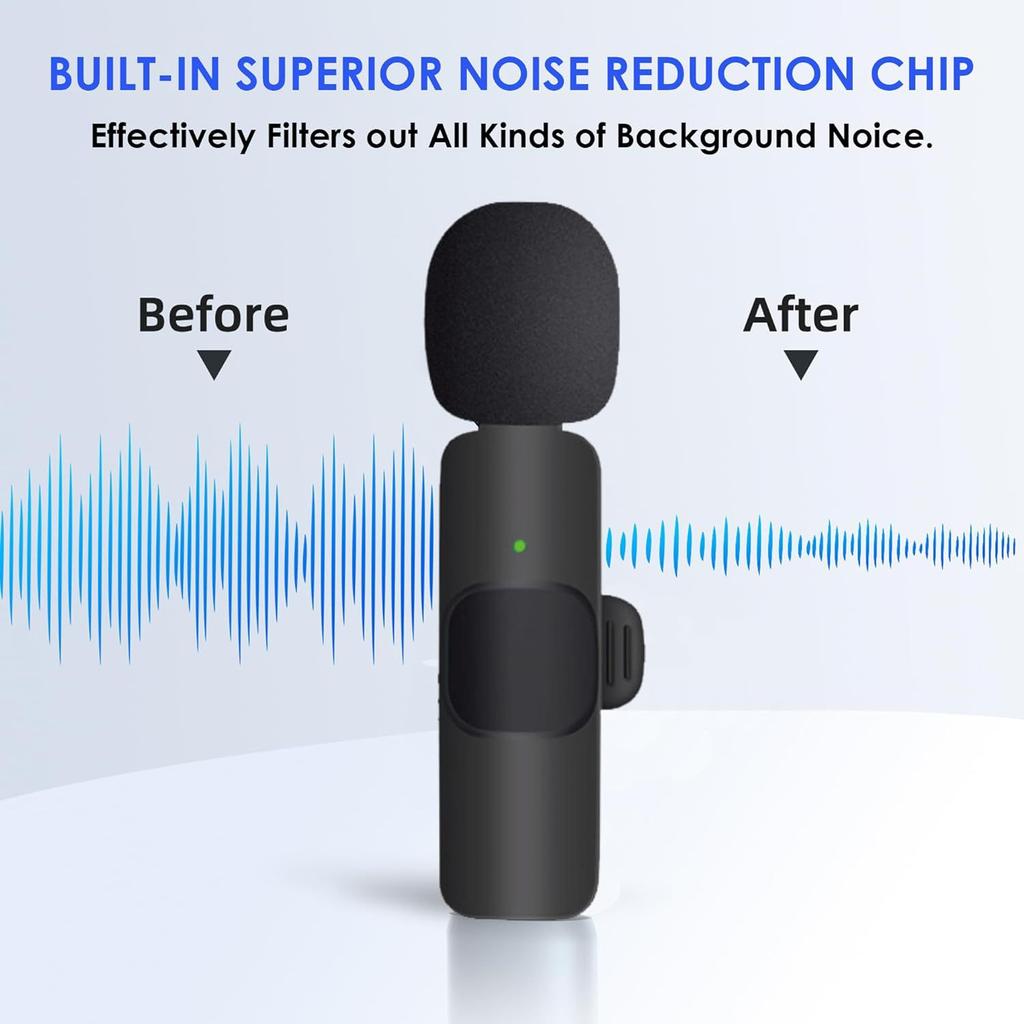 K9 Wireless Collar Microphone Set with K8 Dual Converter & K1 Sponge Cover.