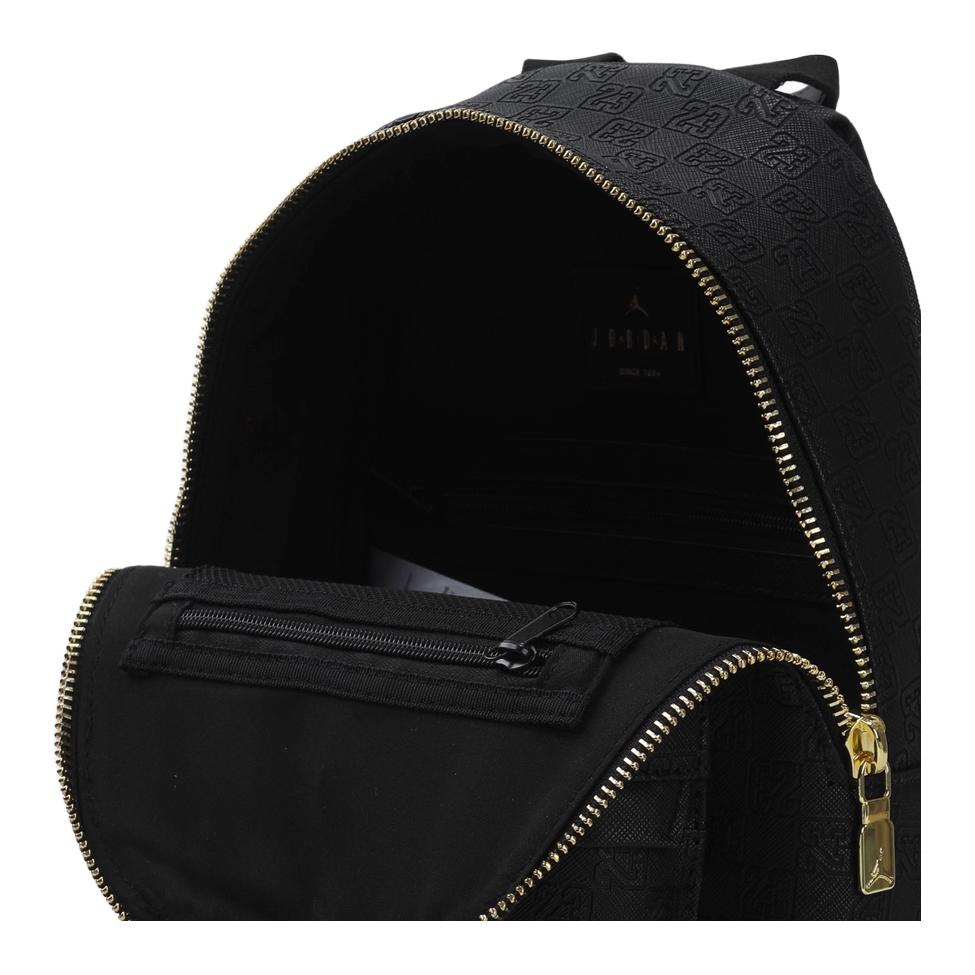 Jordan 10L Gold Logo Zipper Closure Backpack Small Unisex backpack Black JD2543013AD-001
