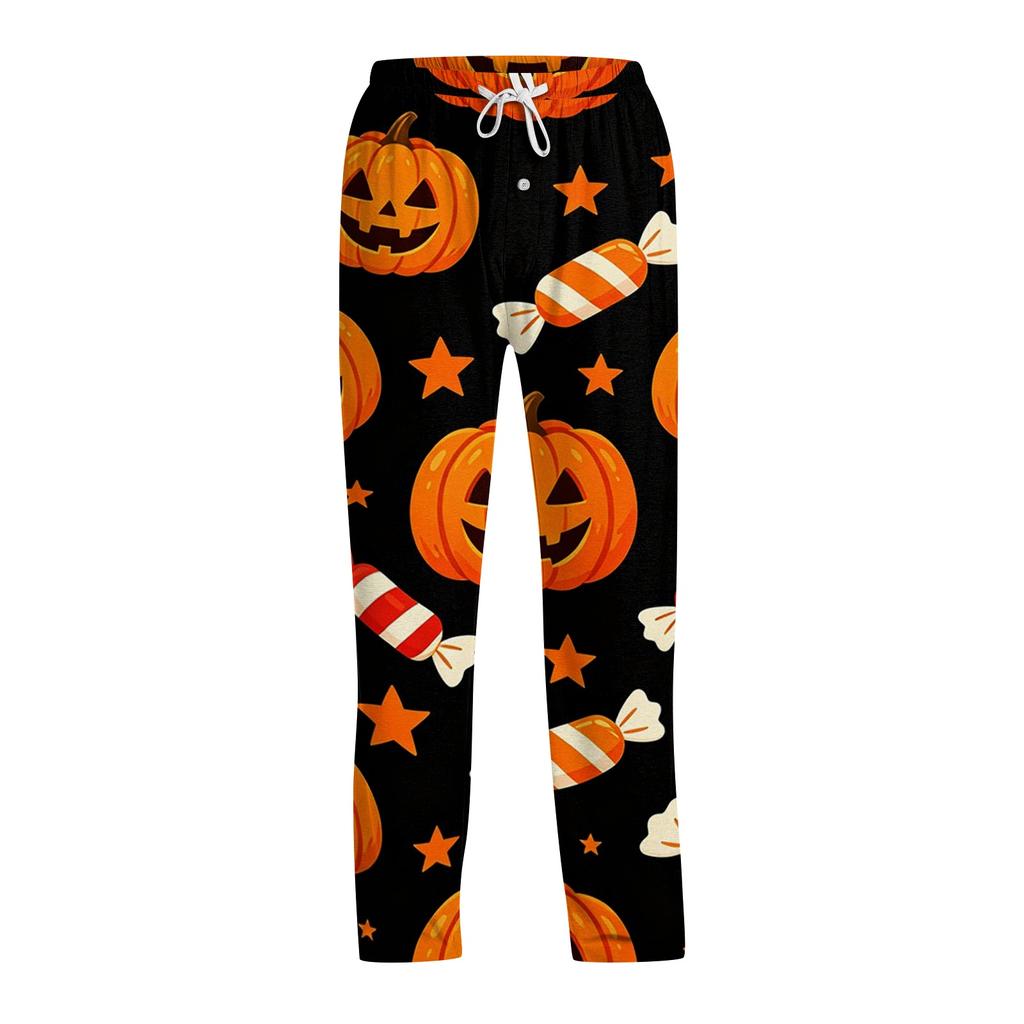 Men's Halloween Print Drawstring Pants Casual Lounge Sleepwear Soft Comfortable Fit Lightweight Fabric