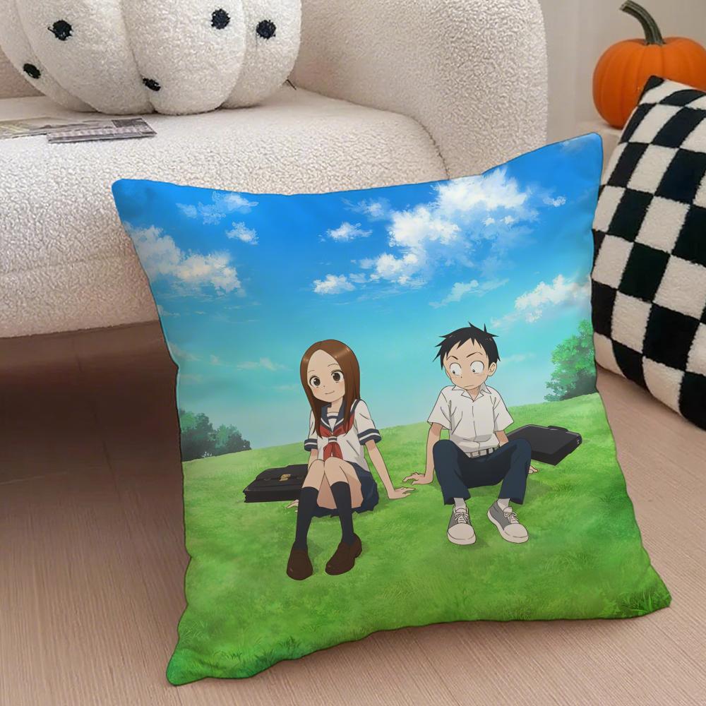 Anime Cartoon T-Teasing Master Takagi-San Cushion Cover Throw Pillow Cover Hidden Button Durable Polyester Chair Cushion