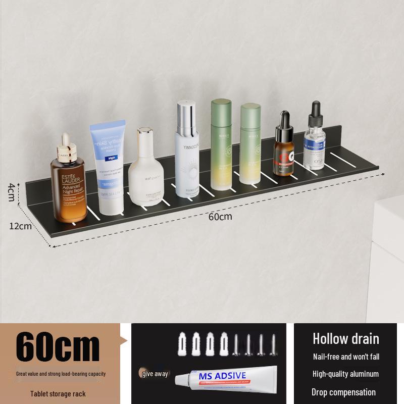 Wall-Mounted No-Drill Bathroom Vanity Shelf with Space for Faucet and Mirror
