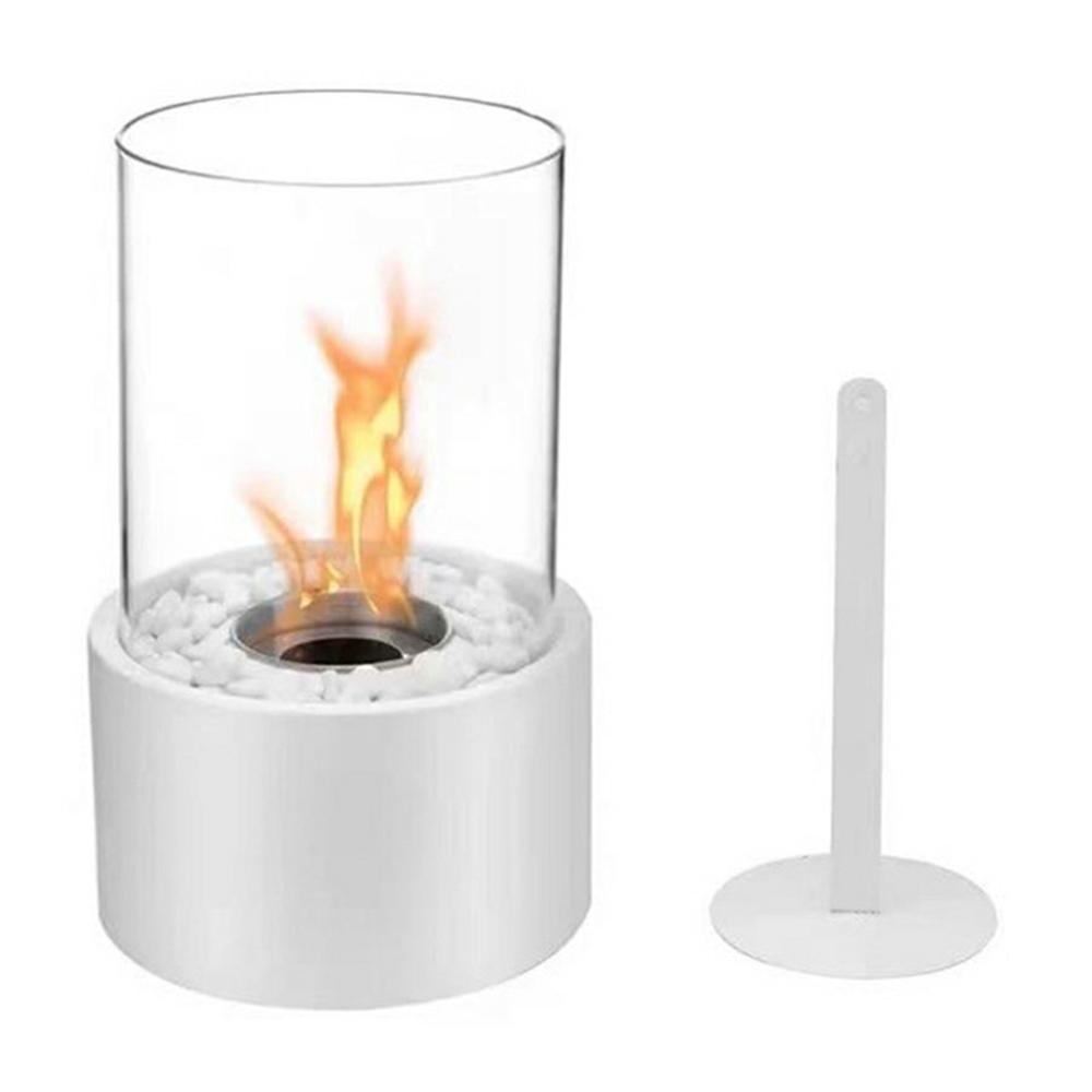 

Portable Tabletop Ethanol Fireplace Light 16x27cm Indoor Stainless Steel Heater Round Glass Ambient Light
