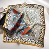 Headscarf flower 71cm imitation silk new women's color matching shawl scarf square scarf leopard print European and American 71x silk scarf pomegranat