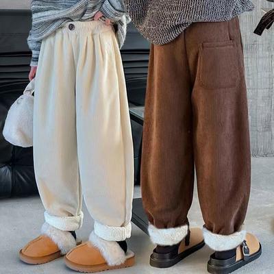 Automne Hiver Épais Polaire Garçons Enfants Pantalons Décontractés Mode Coréenne Laine d'Agneau Chaud Filles Solide Pantalons Vêtements pour Enfants