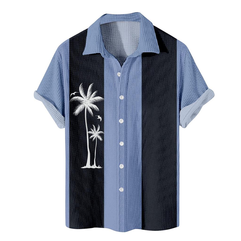 Chemises à manches courtes à boutons imprimés hawaïens pour hommes Chemises à manches courtes à la mode décontractée pour hommes