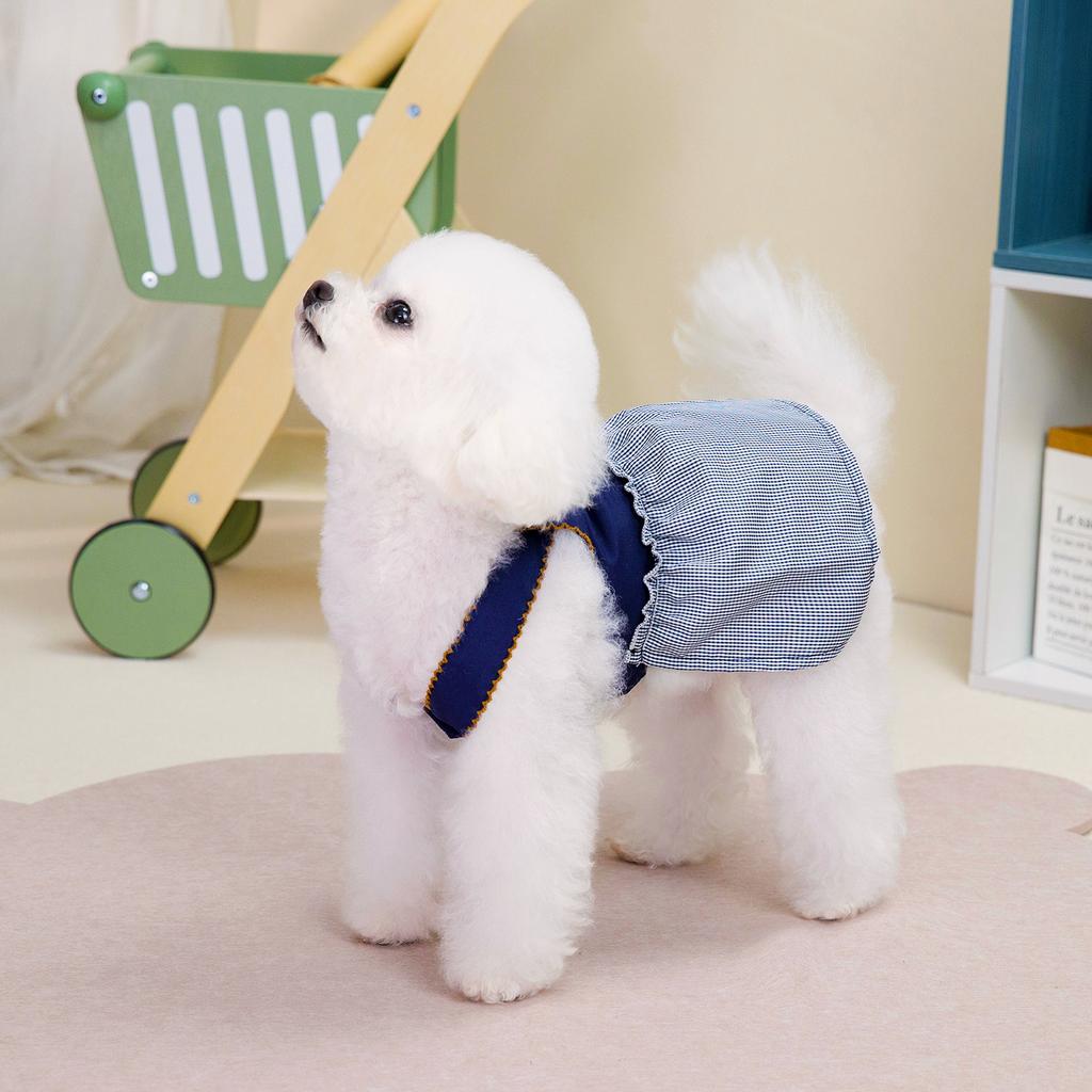 Pet Clothes Spring and Summer Thin Korean Student Splicing Suspenders Small Teddy Dog Pet Cat Casual Skirt