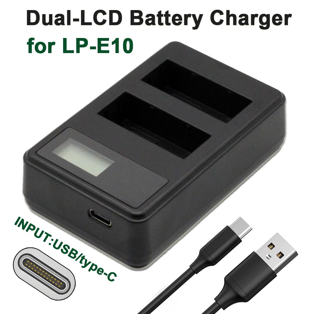 LP-E10 Dual-slot Camera Battery Charger Suitable for Canon EOsRebel T3,T5,T6,T7,EOS 1200D,EOS 1300D,EOS 2000D, EOS3000D Etc.