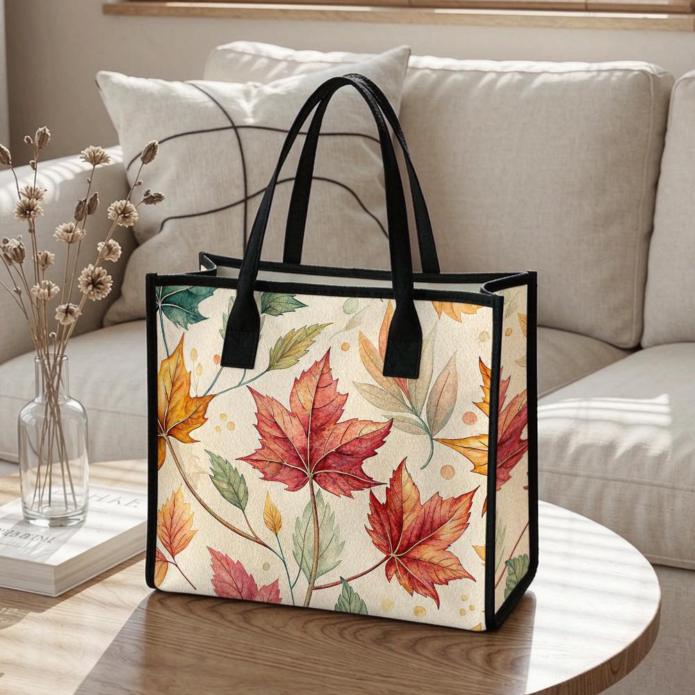 Autumn Maple Leaf Print Daily Tote Fashion Casual Portable Handbag
