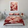Cherry Blossom Art Decor Set Bedding Set with 1 Duvet Cover 2 Pillowcases Single Double King Queen, Gift