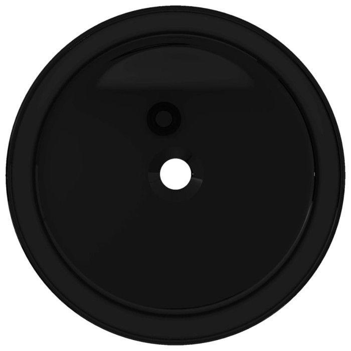 Lavabo rond en céramique noir VIDAXL - 40 x 15 cm - A poser
