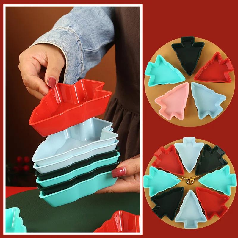 5/8 Grid Christmas tree fruit plate Christmas home dry fruit plate snack plate fruit plate living room creative high value