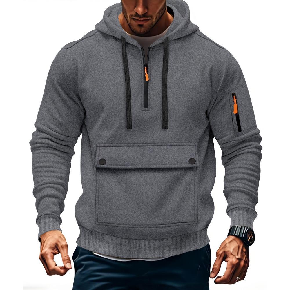 Trendy Innovative Sweatshirt Autumn and Winter Men's Fleece Loose Large Pocket Large Zipper Hoodie