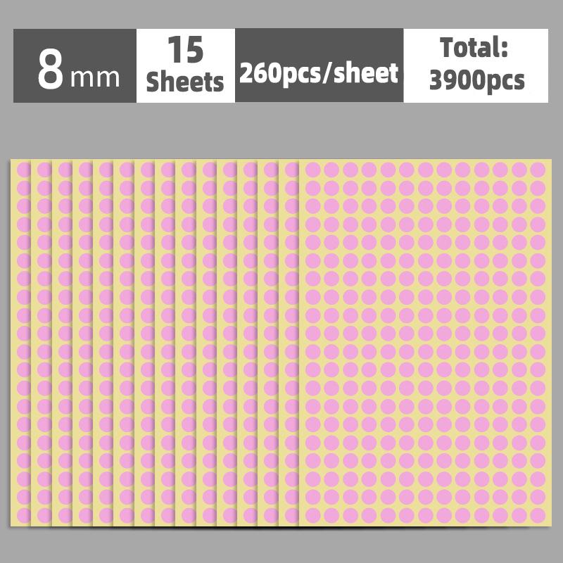 6mm-100mm Self Adhesive Dot Label Stickers 15 Sheets Multi Color and Size Round Stickers for Food Containers/Scrapbook/Packaging