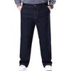 Fashion Plus Size Men's Straight-Leg Trousers Autumn Wide-Leg High-Waisted Stretch Dad Pants for Bigger Builds