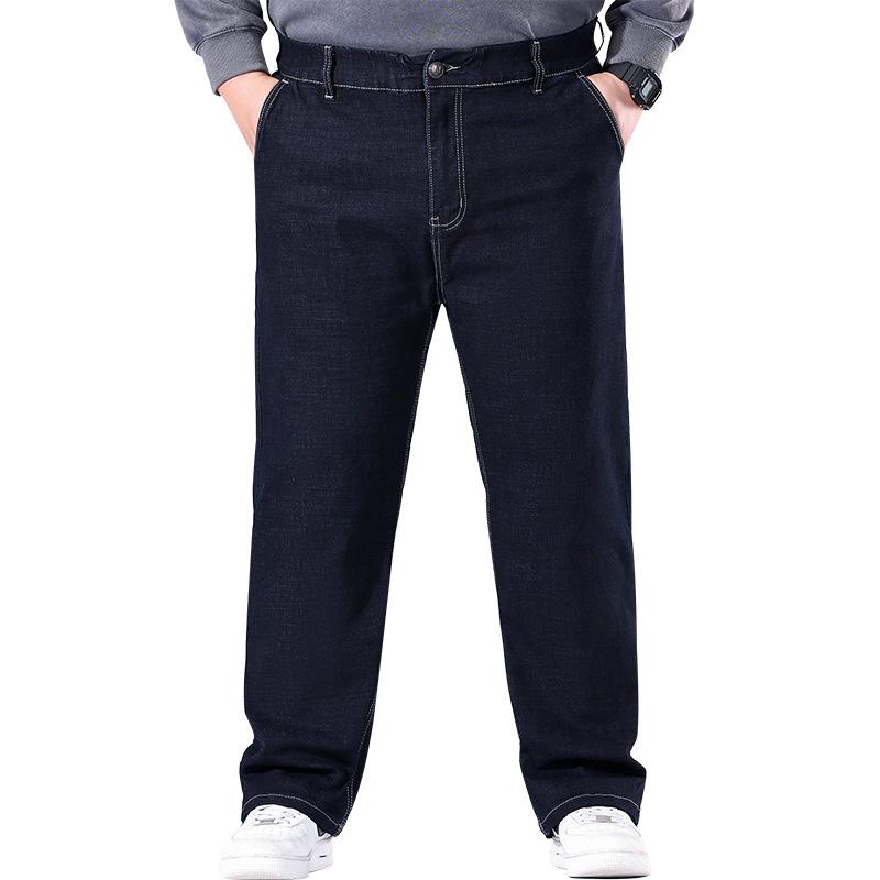 Fashion Plus Size Men's Straight-Leg Trousers Autumn Wide-Leg High-Waisted Stretch Dad Pants for Bigger Builds