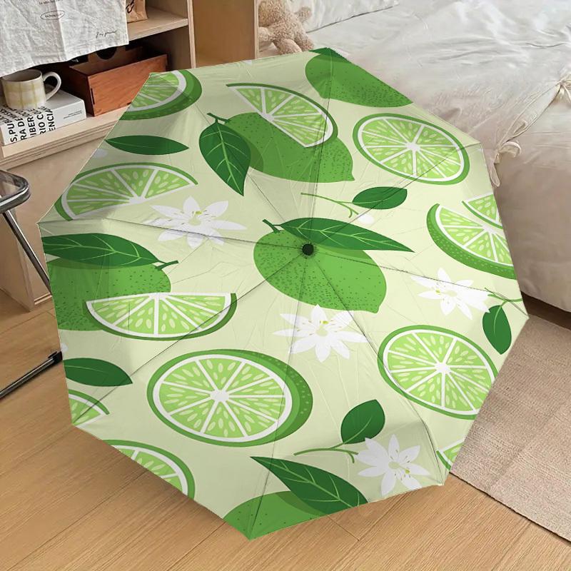 1PC Lime Flower Automatic Open/Close Umbrella with Windproof, 8-Rib Sturdy Canopy, Durable Ribs, Fashionable Design1299A