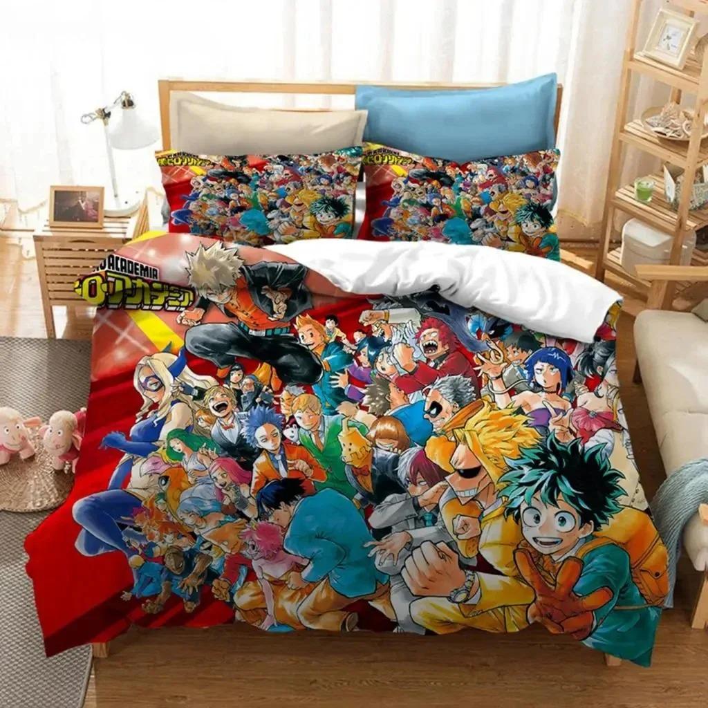 Anime My Hero Academia Bedding Set Boys Girls Twin Queen Size Duvet Cover Pillowcase Bed Boys Adult Fashion Home Textileextile