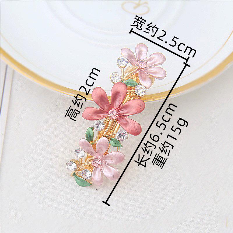 Stall Rhinestone Hairpin Painted Lacquer Flower Clip Small Flower Alloy Hairpin Ponytail Spring Clip